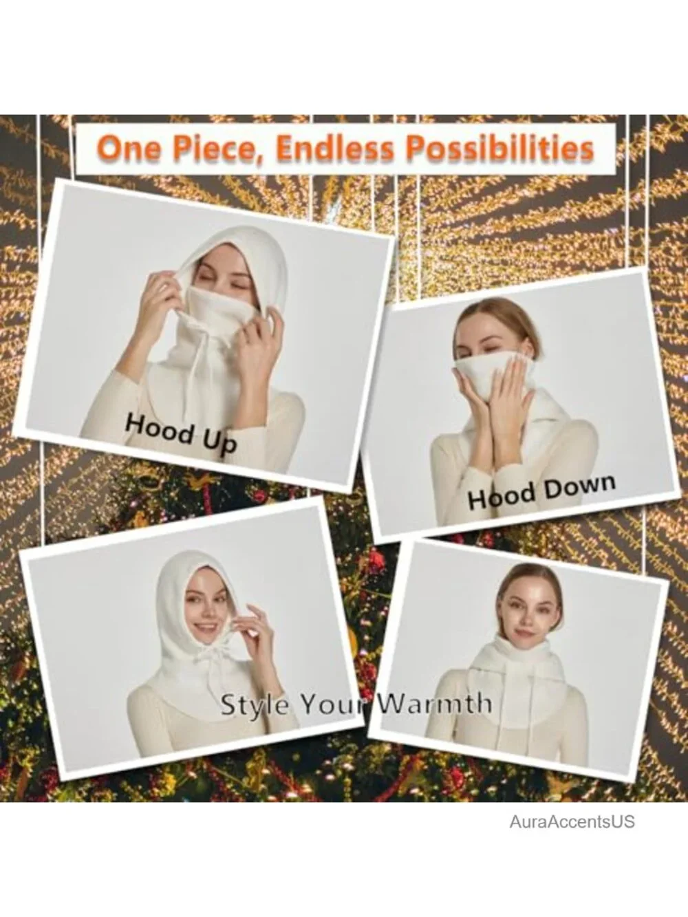 Knit Balaclava for Women Winter Ski Face Mask Neck Warmer One Size